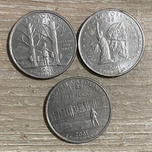 2001 USA State Quarter Collection - Vermont, New York, North Carolina